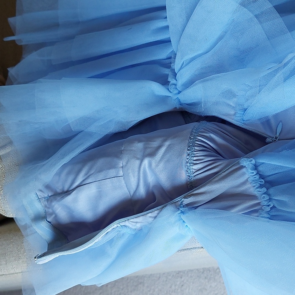 Mable Light Blue Tiered Tulle Mini Dress Sz S - Picture 11 of 15